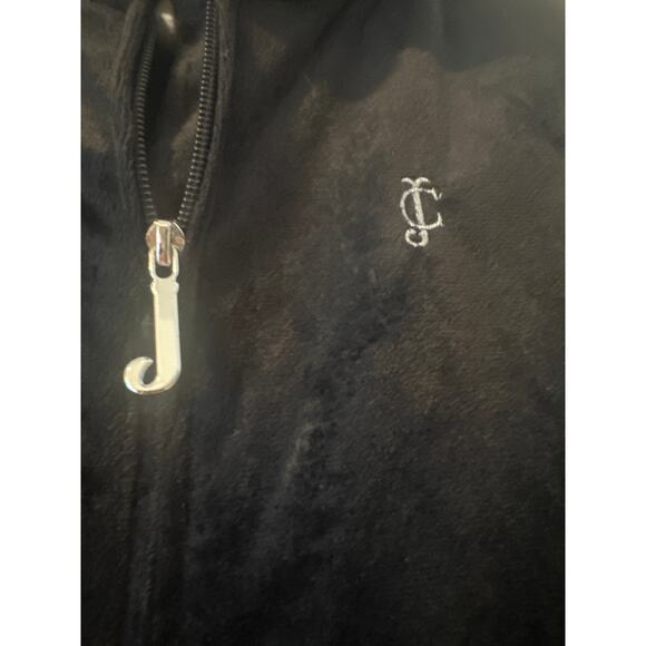 Juicy Couture Girls' Plush Velour zipper Hoodie Sweatshirt Black/studs Sz M 8-10 - Picture 3 of 7